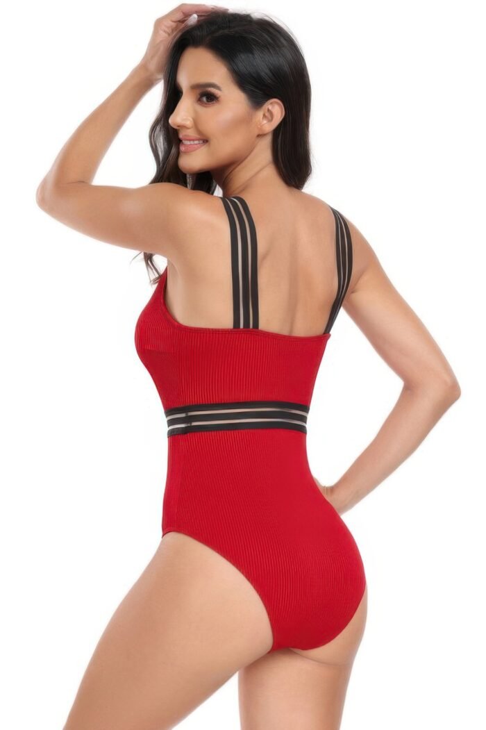 Solid knit sleeveless lace tirm fit swimsuits - image 5