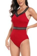 Solid Knit Sleeveless Lace Tirm Fit Swimsuits