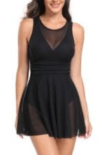 Solid Color Block Sleeveless Fit Ruffle Swimsuits