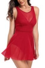 Solid Color Block Sleeveless Fit Ruffle Swimsuits