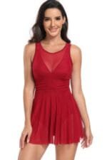 Solid Color Block Sleeveless Fit Ruffle Swimsuits