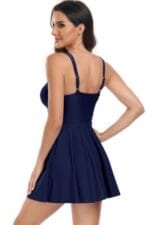 Ruched Waist Band One Piece Drawstring Swimsuit