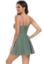 Ruched Waist Band One Piece Drawstring Swimsuit