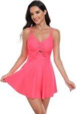 Ruched Waist Band One Piece Drawstring Swimsuit