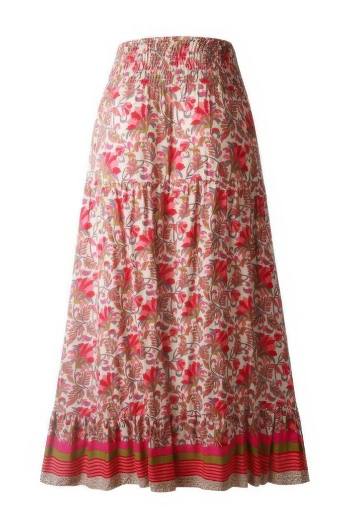 Floral print irregular line a line fit skirt - image 2