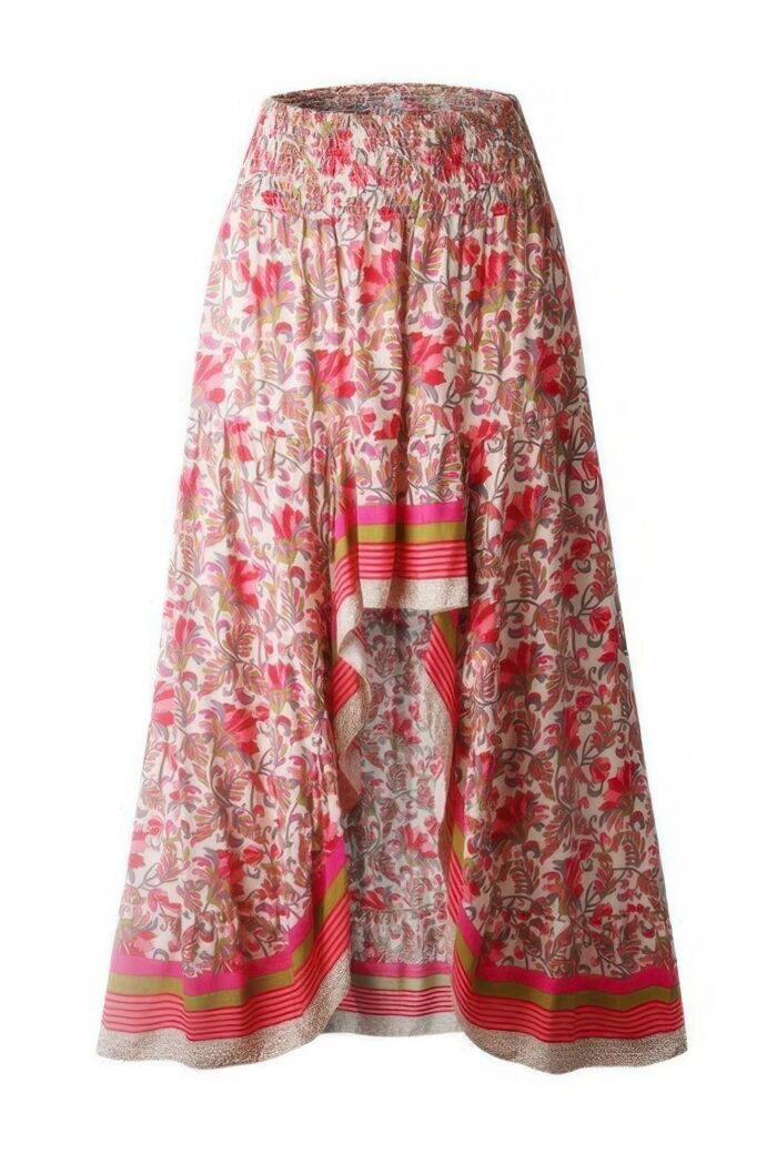 Floral print irregular line a line fit skirt - image 3