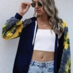 Tie Dye Full Zip Front Open Loose Hoodie