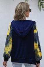 Tie Dye Full Zip Front Open Loose Hoodie