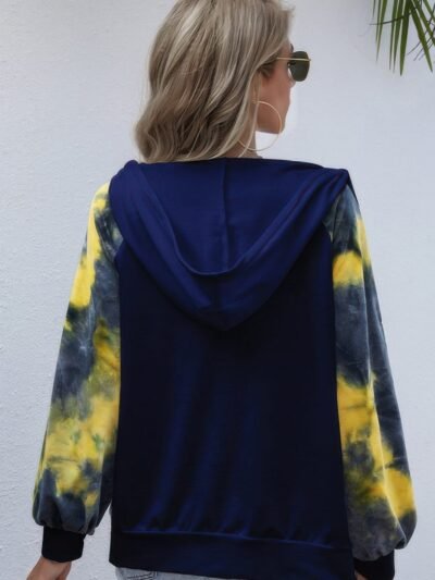 Tie Dye Full Zip Front Open Loose Hoodie Tie Dye Full Zip Front Open Loose Hoodie