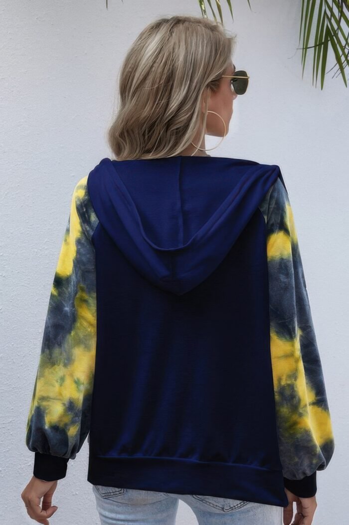 Tie dye full zip front open loose hoodie - image 2