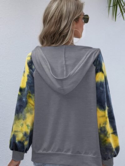 Tie Dye Full Zip Front Open Loose Hoodie Tie Dye Full Zip Front Open Loose Hoodie