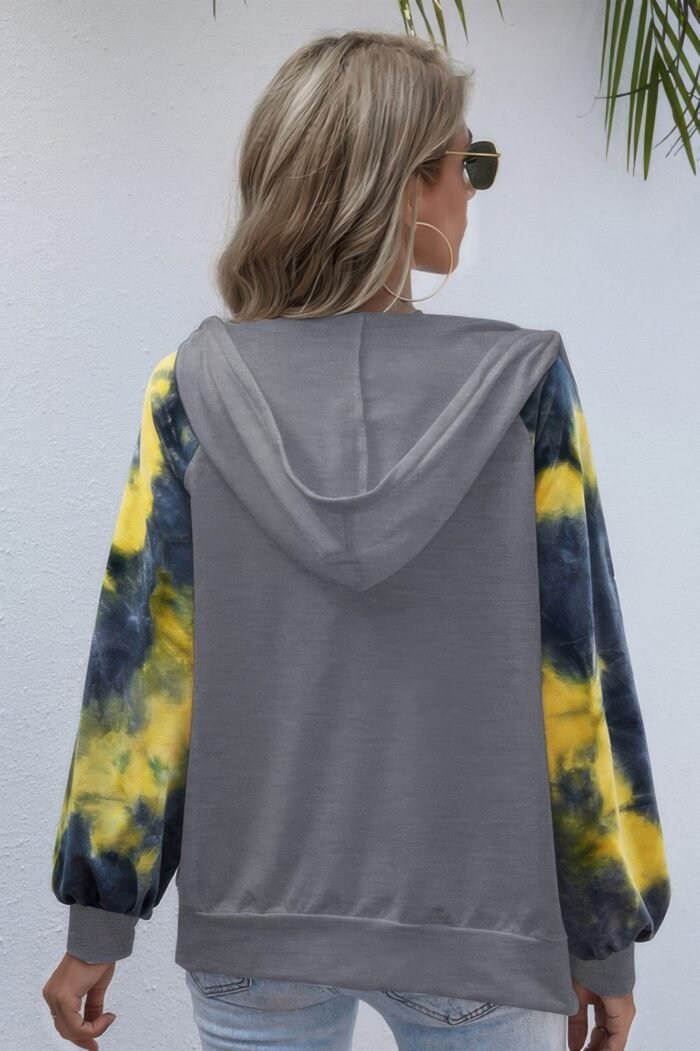 Tie dye full zip front open loose hoodie - image 6