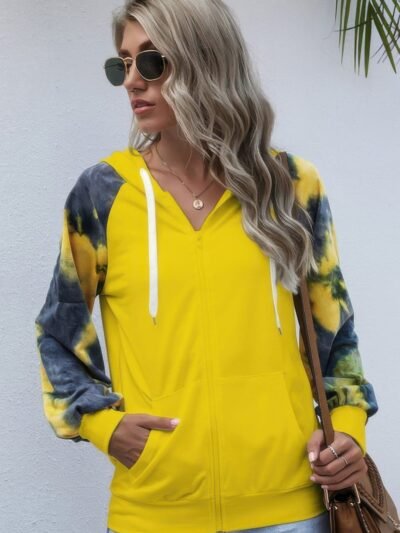 Tie Dye Full Zip Front Open Loose Hoodie Tie Dye Full Zip Front Open Loose Hoodie