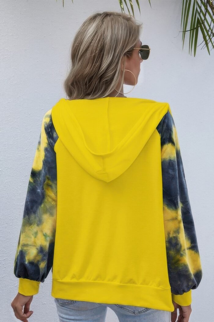 Tie dye full zip front open loose hoodie - image 9