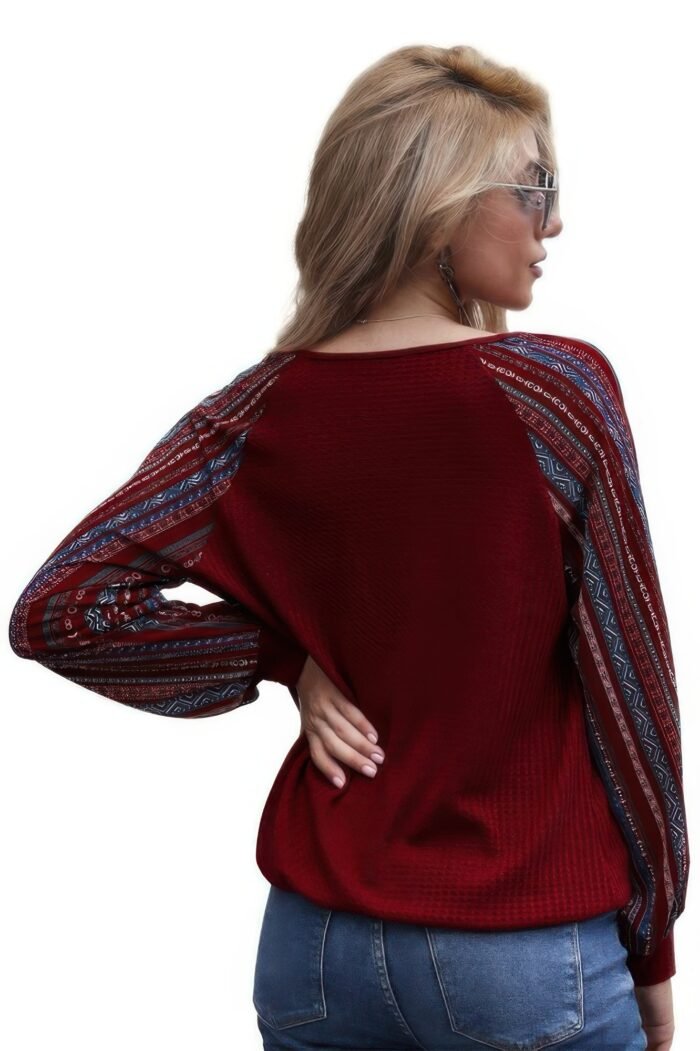 Color block deep v neck raglan sleeve wrap top - image 3