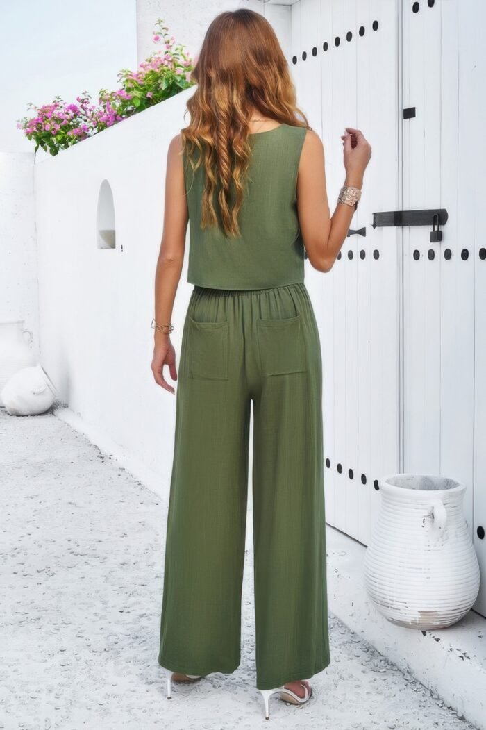Two pieces square neck sleeveless solid sets - image 6