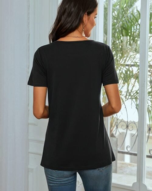 round neck short sleeve print top