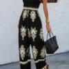 Off Shoulder Ruched Printed High Waist Jumpsuit