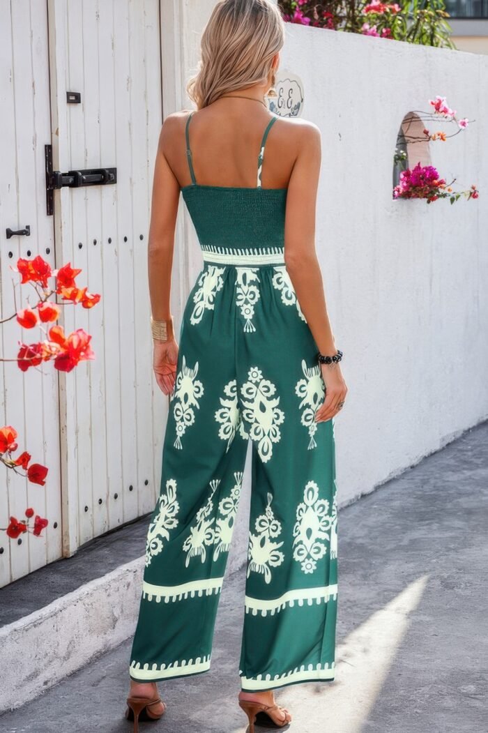 Off shoulder ruched printed high waist jumpsuit - image 10