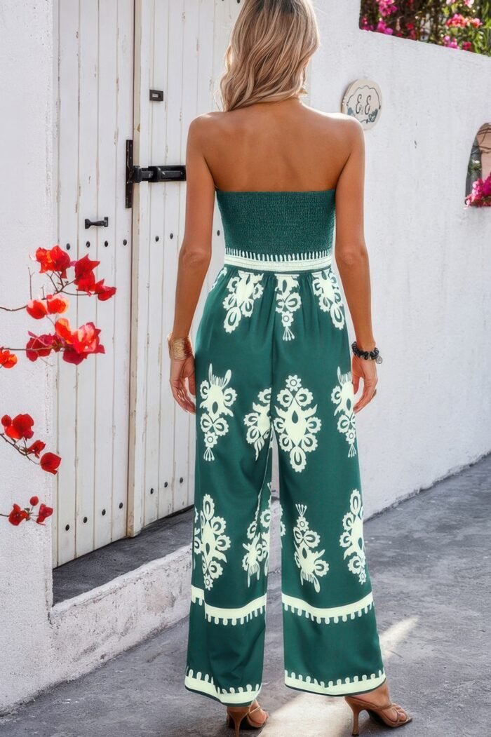 Off shoulder ruched printed high waist jumpsuit - image 13