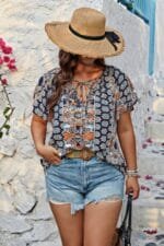 Plus Size Allover Print Boheme Loose Fit Top