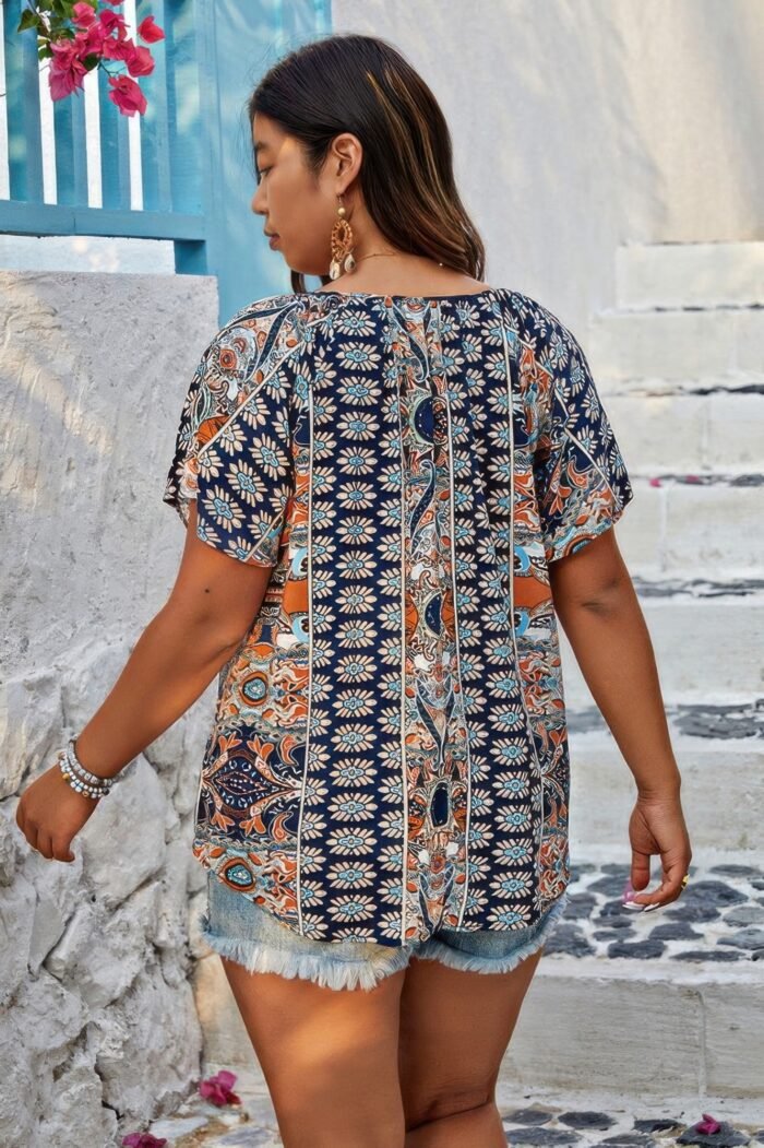 Plus Size Allover Print Boheme Loose Fit Top - Image 7