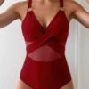 One Piece Cross Lace Adjustable Straps Swimsuits