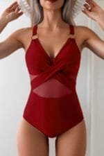 One Piece Cross Lace Adjustable Straps Swimsuits