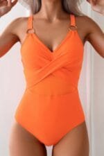One Piece Cross Lace Adjustable Straps Swimsuits