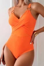One Piece Cross Lace Adjustable Straps Swimsuits