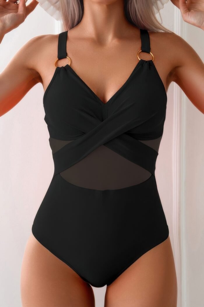 One piece cross lace adjustable straps swimsuits - image 10