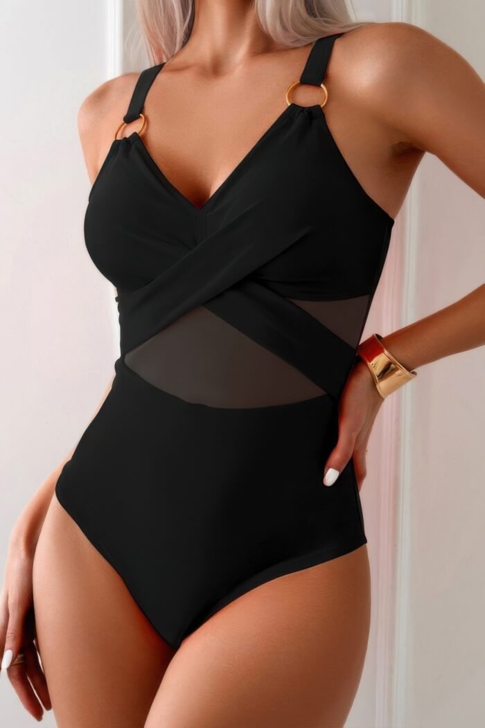 One piece cross lace adjustable straps swimsuits - image 11
