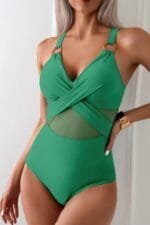 One Piece Cross Lace Adjustable Straps Swimsuits