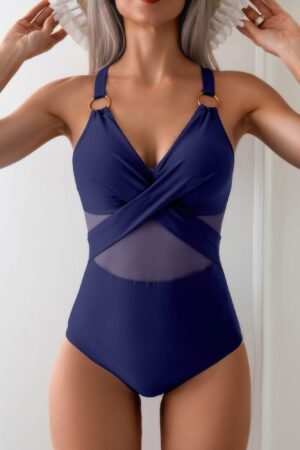 One Piece Cross Lace Adjustable Straps Swimsuits