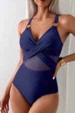 One Piece Cross Lace Adjustable Straps Swimsuits