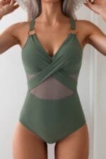 One Piece Cross Lace Adjustable Straps Swimsuits