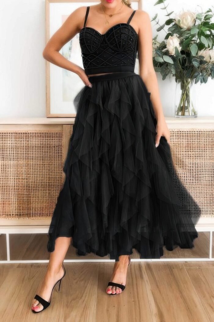 A line long tulle tiered skirts - image 2