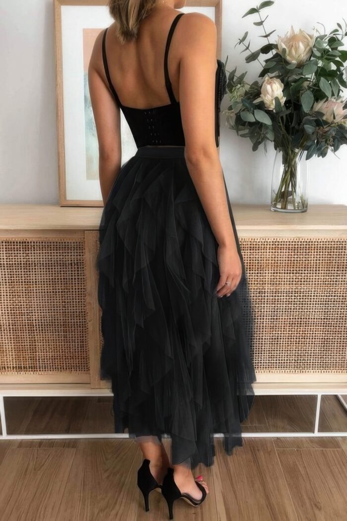 A line long tulle tiered skirts - image 3