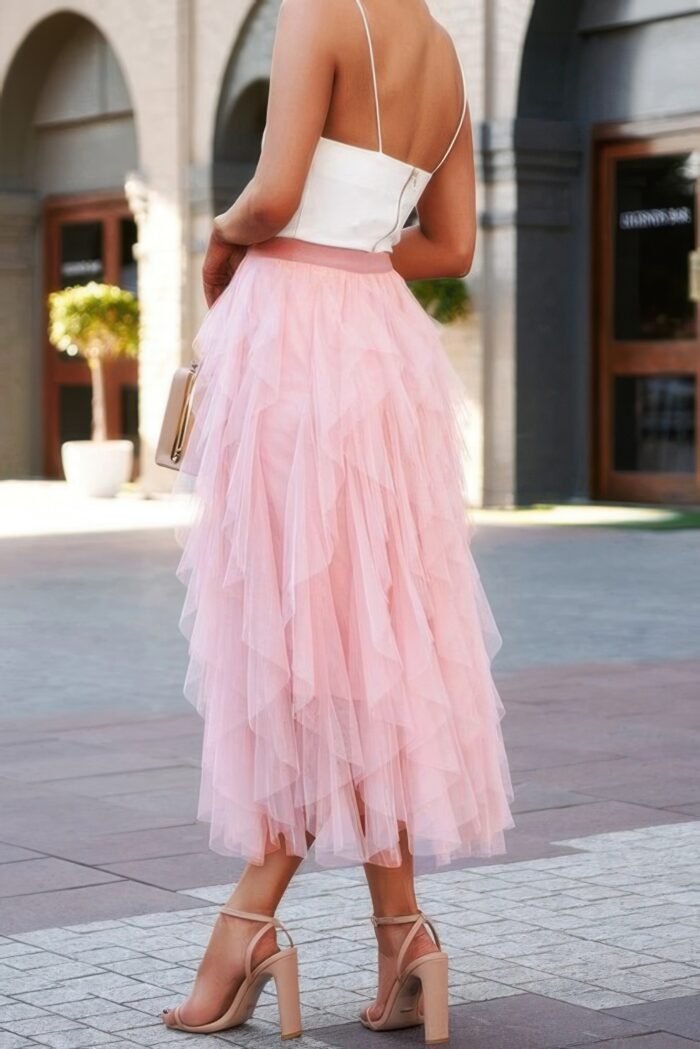 A line long tulle tiered skirts - image 5