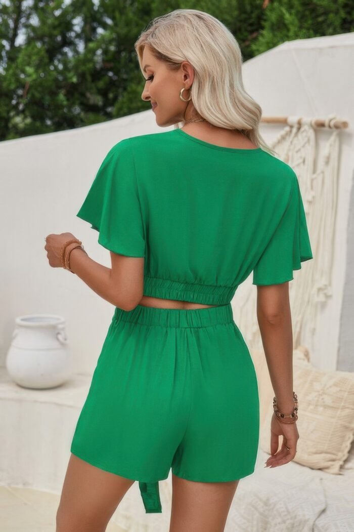 Two pieces cross knot elastic waist soild sets - image 18