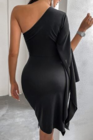 One Shoulder Cross Bodycon Dress
