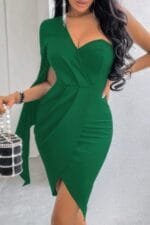 One Shoulder Cross Bodycon Dress