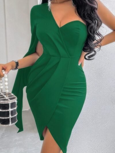 One Shoulder Cross Bodycon Dress One Shoulder Cross Bodycon Dress