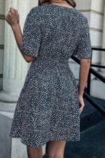 V Neck Leopard Print Ruffled Mini Dress