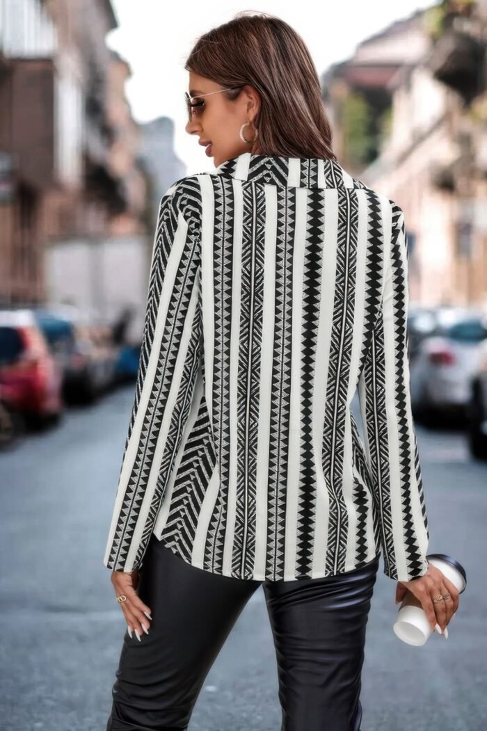 Allover Print Button Pocket Front Open Blouse - Image 5