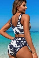 Two Pieces V Neck Bikini Brief Bottom Swimsuit
