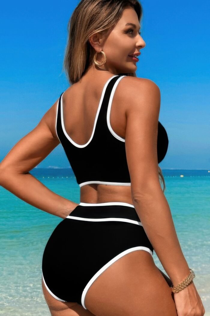Two pieces v neck bikini brief bottom swimsuit - image 9
