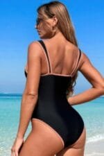 Stripe Sweetheart Neckline One Piece Swimsuit