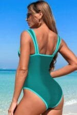 Stripe Sweetheart Neckline One Piece Swimsuit