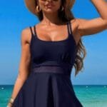 Square Neck Bottom Mesh Two Piece Swimsuit